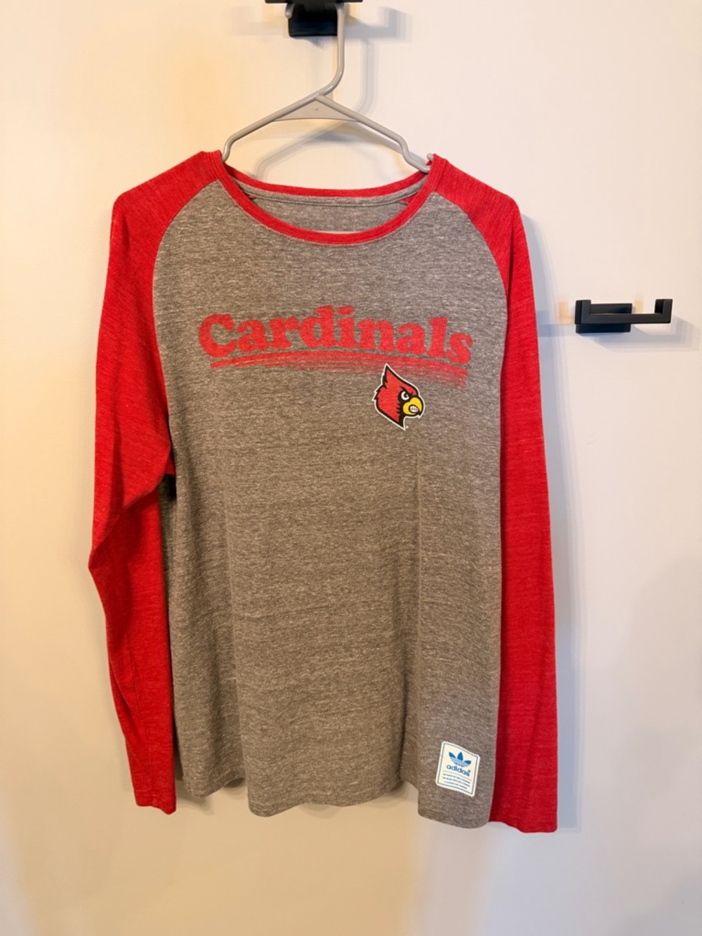 Adidas Cardinals Raglan Tee with Red Sleeves